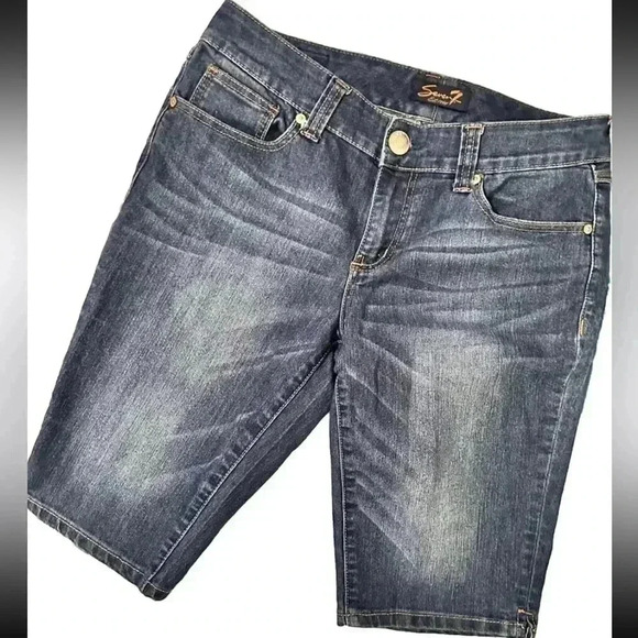 Seven7 Pants - Seven 7 Bermuda Denim Shorts 10 Blue Jeans Med Wash Ladies
